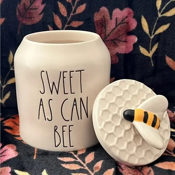 Rae Dunn Honey Jar Sweet As Can Bee Canister Farmhouse Kitchen Decor Topper New - Picture 7 of 7